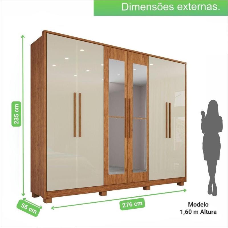 Guarda Roupa Com Espelho 6 Portas 6 Gavetas Potenza Imop Móveis